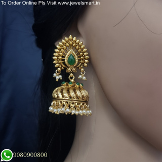 Stylish Antique Gold Jhumka Earrings Trending Artificial Jewellery Designs J25645