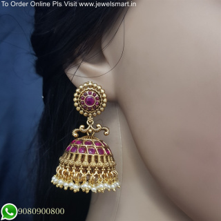 Add a Touch of Tradition with Kemp Stones Jhumka Earrings - Shop Now J25648