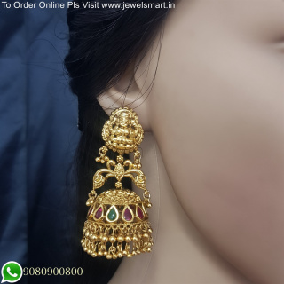 Elevate Your Style with Long Kundan Temple Jhumka Earrings Adorned with Pearls