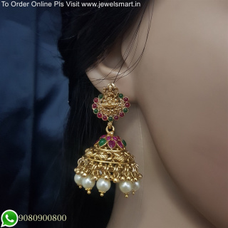 Embrace Tradition with our Stunning Temple Jhumka Earrings - Shop Now J25653