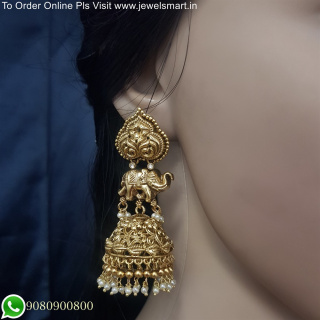 Get the Iconic Bahubaali Look with our Temple Jhumka Earrings - Shop Now J25651