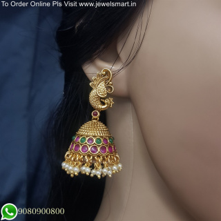 Exquisite Peacock Jhumka Earrings: Add a Touch of Elegance to Your Look J25641