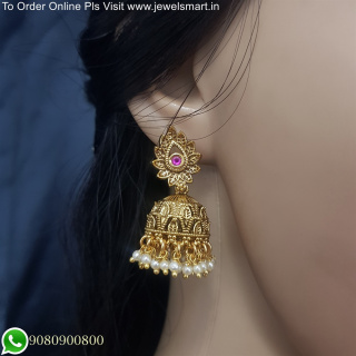 Stay Chic and Adorable with Our Leaf Design Cute Jhumka Earrings - Shop Now J25656