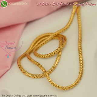 24 Inches 5 mm Thick Thali Kodi Smooth Gold Plated Chains for Regular Wear  CG0966