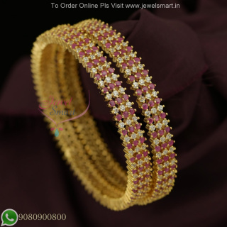 3 Line American Diamond Stone Bangles – Long Lasting Color, Party Wear Jewelry B27226
