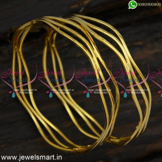 3 Line Neli Valayal Soft as Silk Fancy Gold Bangles Design Kambi Valayal B24870