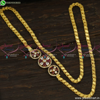 3 Pendant Mugappu Design With Latest Gold Plated Chains 26 Inches Heart Pattern
