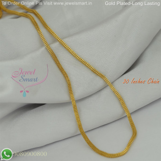 30 Inches Gold Plated Chains Square Cut Thali Kodi Design for Daily Wear – Long Lasting Colour Life, Premium Gold Polish CG9081