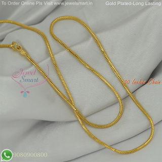 30 Inches Gold Plated Chains Rounded Cut Thali Kodi Design for Daily Wear – Long Lasting Colour Life, Premium Gold Polish CG9082