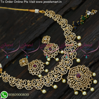 4 In One Colour Changeable Dazzling CZ Necklace Set Antique Dull Gold NL25194