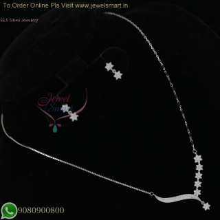 92.5 Silver Stylish Mangalsutra with Beads Chain and Delicate Chain & Small Ear Studs NL27004