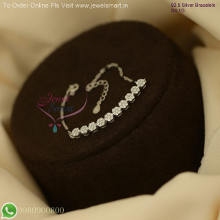 92.5 Silver 7-Stone Floral Bracelets with Diamond Look CZ Stones SB27106