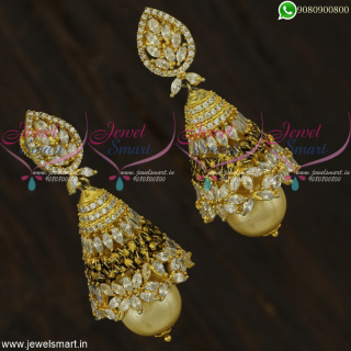 Admirable Designer Jewellery Fusion Jhumkas Online Latest Marquise CZ J22310