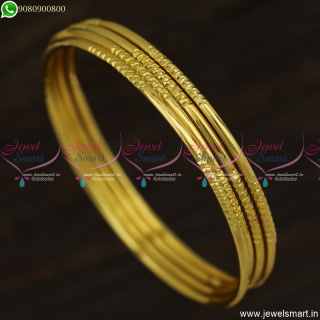 Affordable Gold Plated Bangles Mild Design Smooth 4 Pieces Set Regular Wear B23666