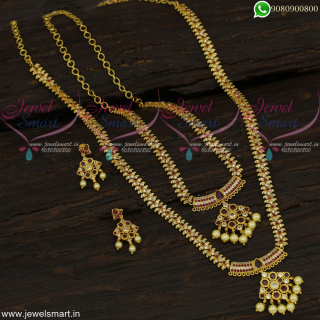 Amazing Long Necklace Combo Bridal Jewellery Set Gold Plated Latest NL22692