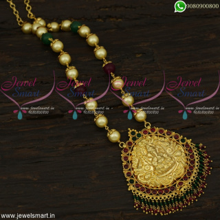 Amazing Pearl Temple Jewellery Lord Ganesha Crystal Pendant Beaded Designs