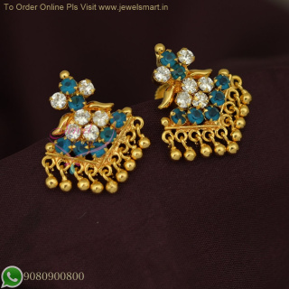 American Diamond Color Stone Ear Studs with Screw Lock – Small Size South Indian Jewellery ER26726