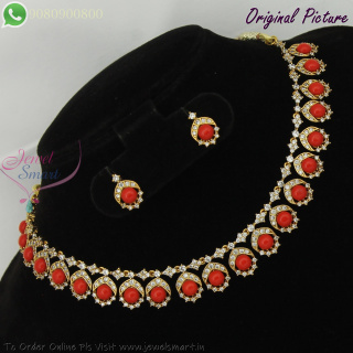 Antique Gold Coral Stone Necklace Set – Traditional Bridal Jewellery NL29305