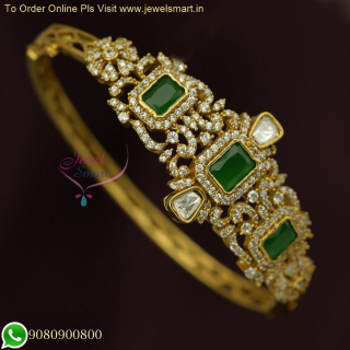 Elegant Antique Gold CZ Bracelets for Women - Clip Open Trending Jewellery Designs B26369