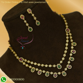 Antique Gold CZ Necklace Sets - Double Strand Layered Elegance NL26328