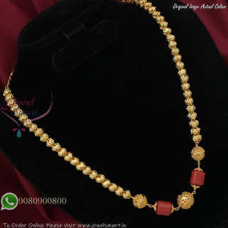 Gold Plated Floral Beaded Necklace with Red Tube Accents – Ethnic Designer Jewelry NL27388