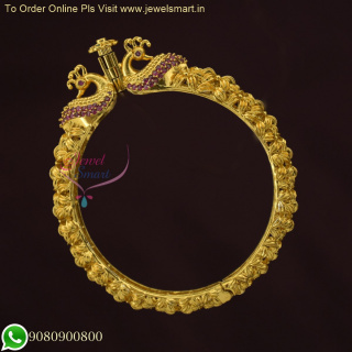 Exquisite Antique Gold Peacock Kada - Affordable Bracelets Online