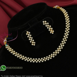 Antique Gold-Plated Pearl Choker Necklace Set with Matching Earrings NL27358