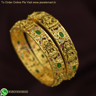 Elegance Redefined: Antique Gold Temple Bangles at Unbeatable Prices B26312