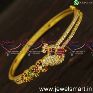 Artistic Gold Bracelet Design Ideas For Regular Wear Kada Valayal Clip Open