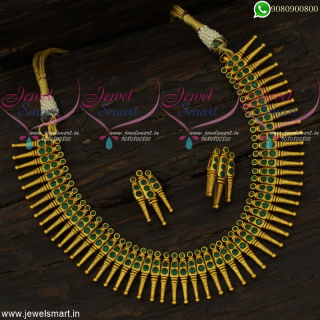 Arumbu Gold Necklace Design New Artificial Jewellery Kerala Style Matte Finish NL22094