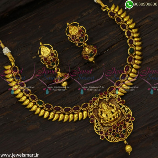 Arumbu Necklace Kerala Style Temple Jewellery With Jhumka Earrings Gheru Or Reddish Gold