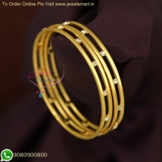 Double Line Thin String Gold Plated Bangles - Soft Finish Kids Jewelry B26627