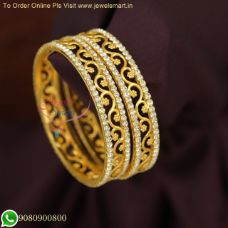 Intricate Baby Gold Plated Bangles - Soft Finish Copper Metal Kids Jewelry B26626
