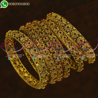 Bangles Set For Saree Antique Gold Plated Kemp Jewellery Designs Online