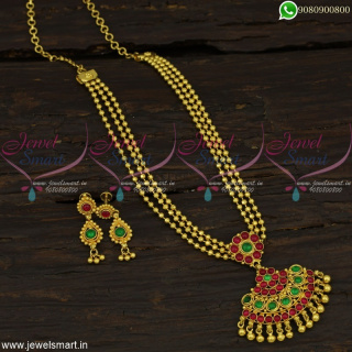 Beads Mala Layered Necklace Kemp Stones Fashion Attigai South Indian Jewellery