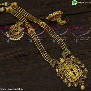 Beautiful Antique Long Gold Necklace Artificial Jewellery Lord Radhakrishna Designs NL22144