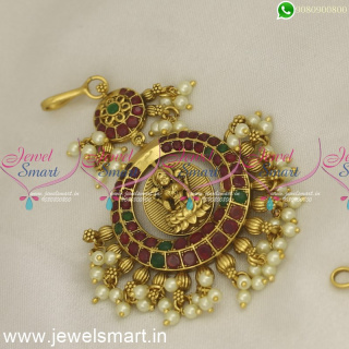 Beautiful Broad Maang Tikka Preferred Bridal Temple Jewellery With Pearls Online