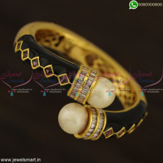 Beautiful Meenakari Pull Open Kada Bracelets Hollow Gold Design Jewellery B22953