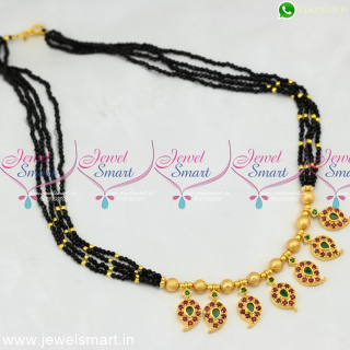 Black Beads Crystal Necklace Traditional Mango Pendants Mangalsutra M25061