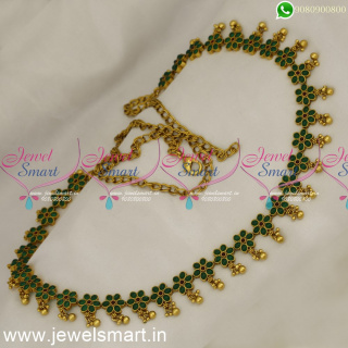 Bridal Fashion Jewellery Collections Floral Hip Chain 43 Inches Kemp Vaddanam Online