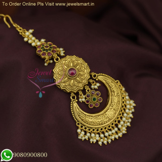 Chandbali Style Floral Maang Tikka - Elegant Bridal Jewelry Designs M26609