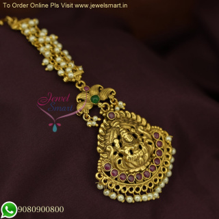 Elegant Pearl Temple Maang Tikka Gold Replica - Bridal Jewelry M26610