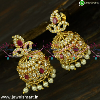 Buy Jewelsmart Floral Jhumka earrings screw back south indian jewellery online J25019