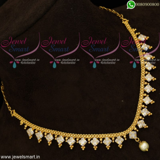 Casual Wear Gold Plated Necklace Square Stones Studded Indian Jewellery Online