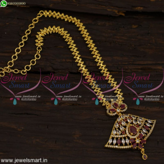 Chain Pendant Set Gold Plated Jewellery American Diamond Stones Online