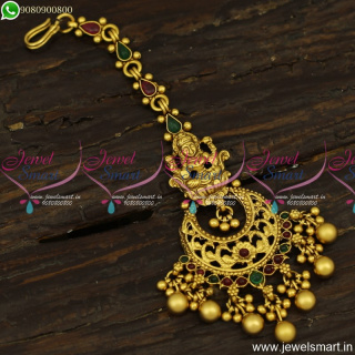 Chandbali Style Maang Tikka Temple Nethichuti Antique Jewellery For Wedding T23856