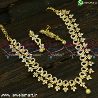Charming CZ Jewellery Sets New Style Gold Necklace Designs In Copper NL25024