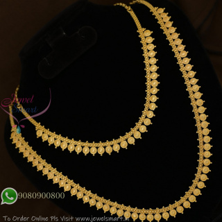 Gold Plated Coin Necklace Set Long and Short Combo | Traditional South Indian Haram Designs NL29351