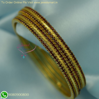 2-Piece Color Stone Bangles with Gold Line - Affordable Party Wear Jewelry Set B26169