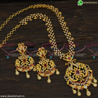 Constantly In Fashion One Gram Gold Necklace Set Fancy Peacock Pendant NL23084